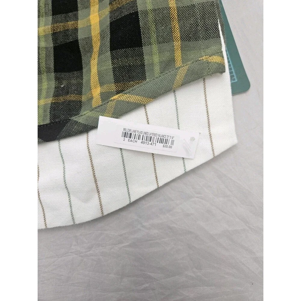 Park Designs Willow Lane Plaid Lined Layered Valance 72 in x 14 in - One Valance
